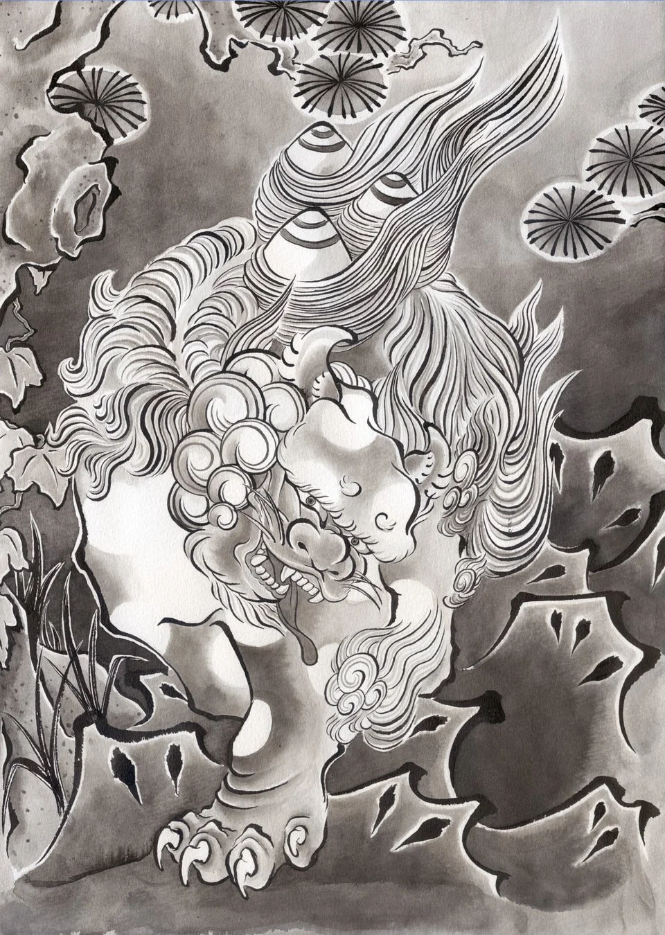 楽鬼氏が描いた「宝珠なる獅子」