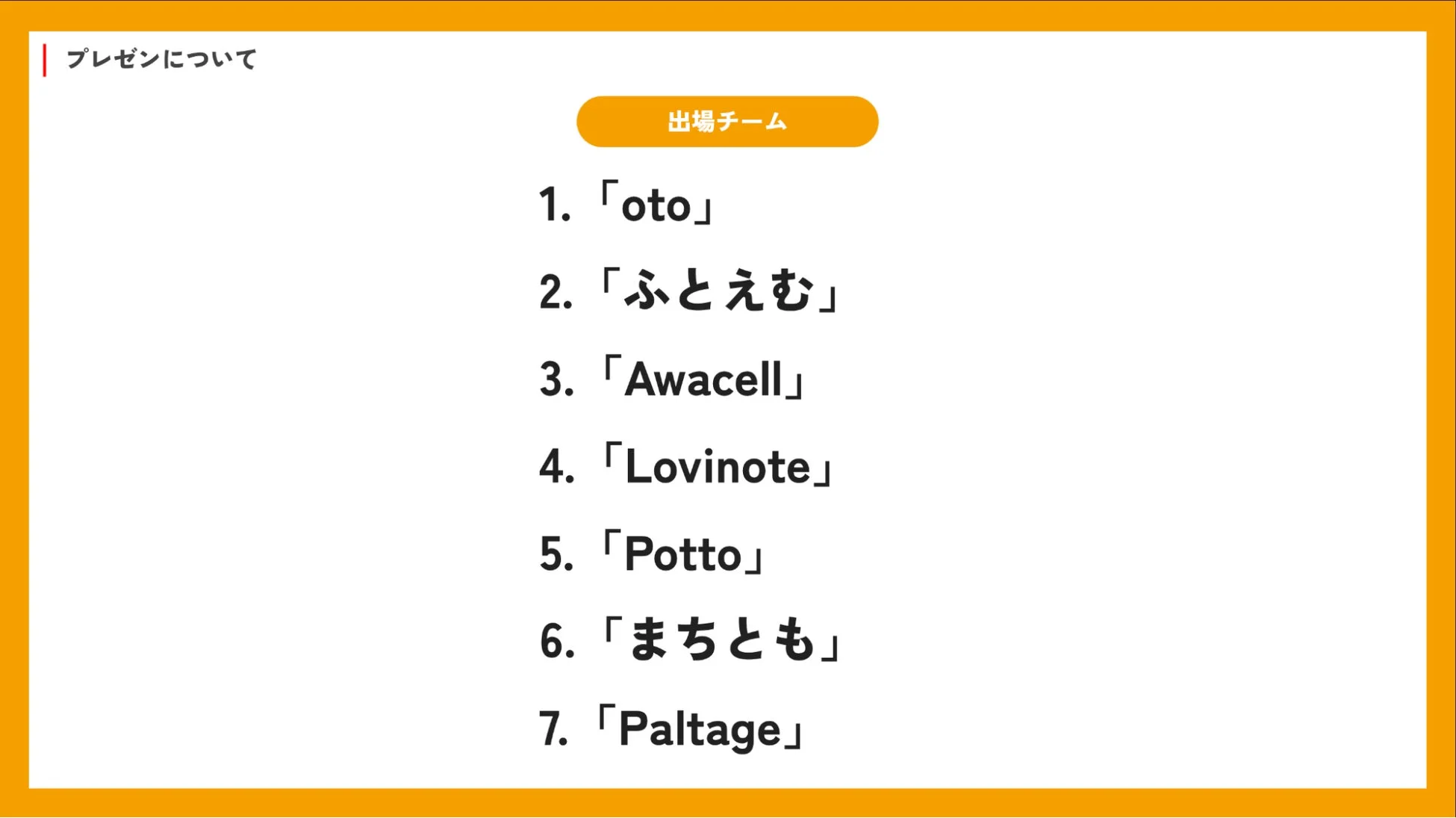 プレゼンチームリスト