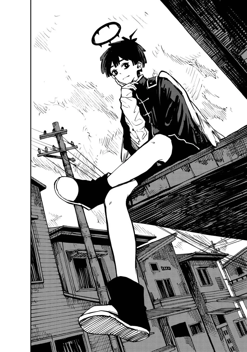 天使の輪をつけた少年