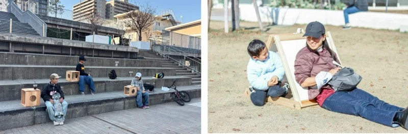 公園でくつろぐ人々