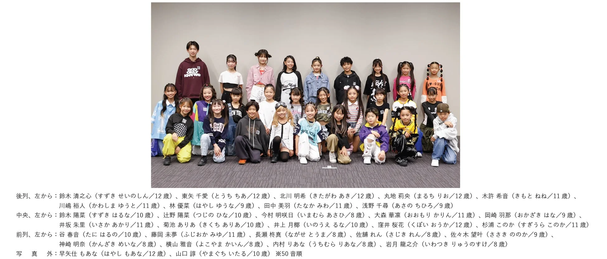 キッズダンサーの集合写真