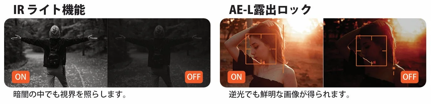 IRライト機能とAE-L露出ロック