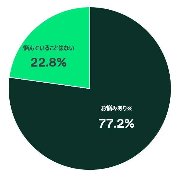 悩みの有無に関する調査結果を示す円グラフ