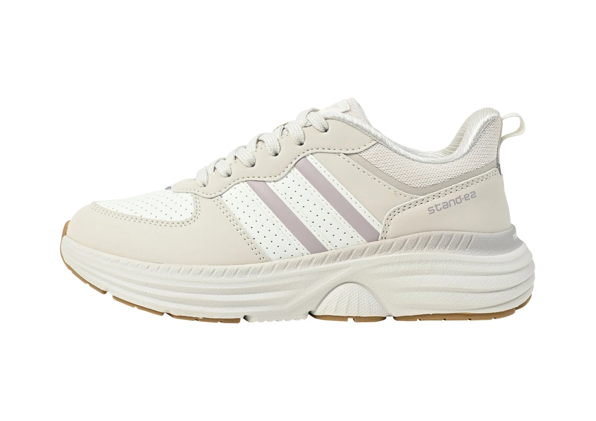 ベージュとオフホワイトの厚底スニーカー