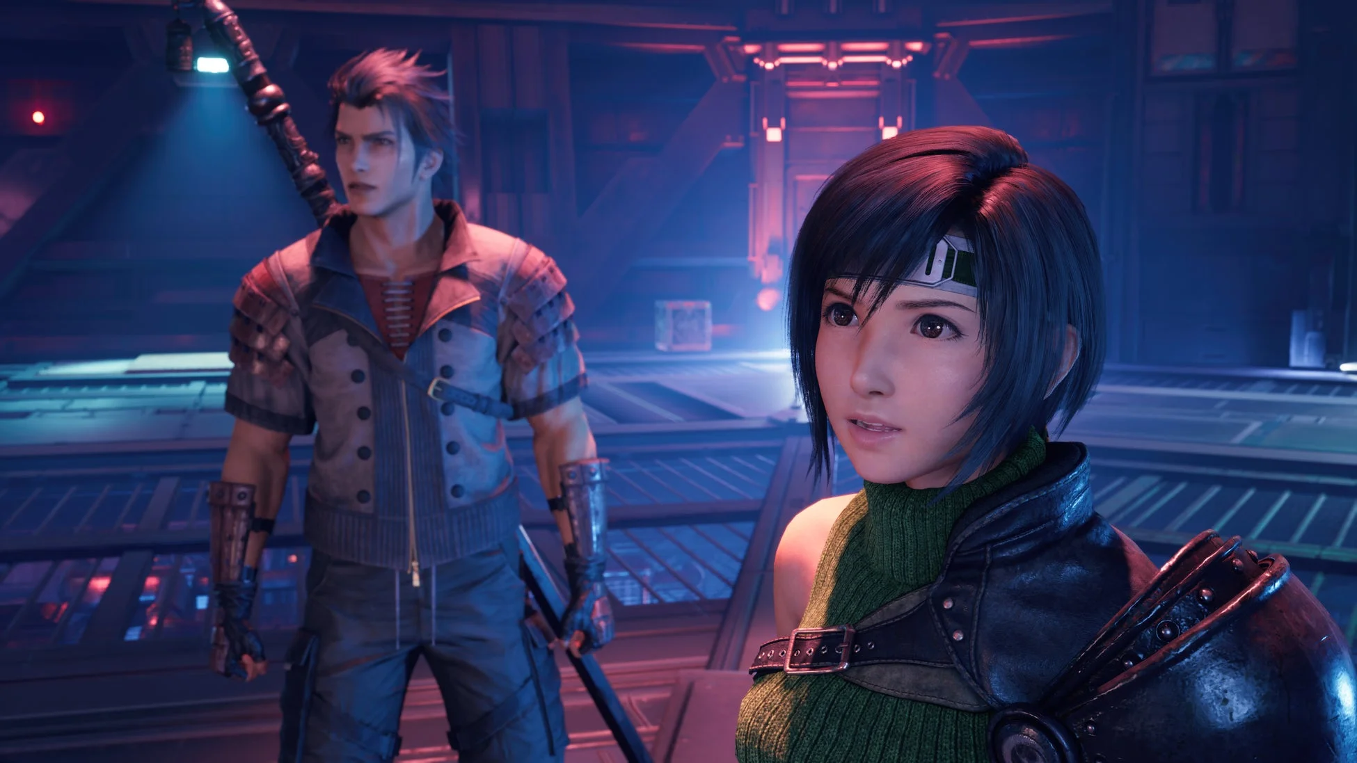 ファイナルファンタジー,FF7,ザックス,ユフィ,ゲームキャラクター,RPG,SF,室内,夜景,二人組,アクション,ファンタジー