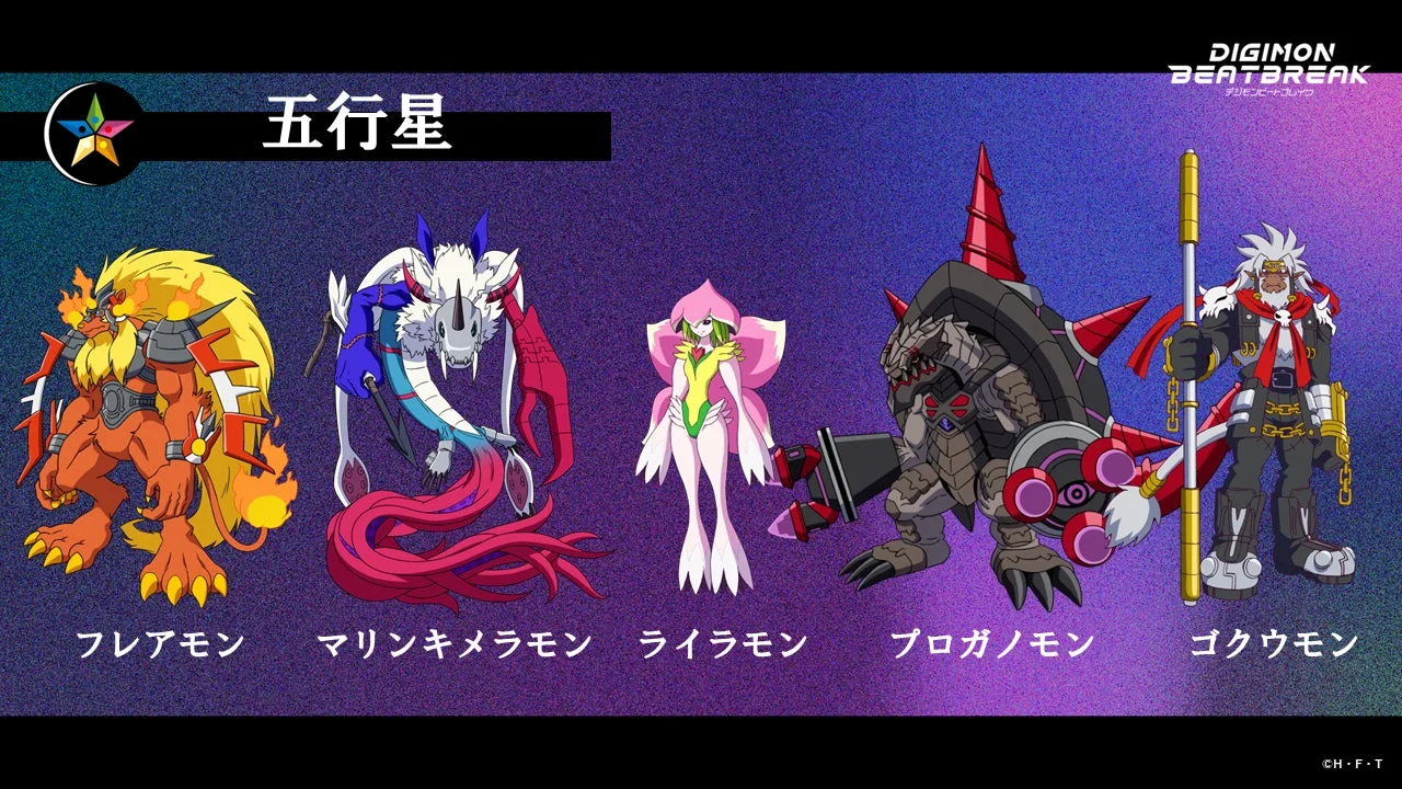 DIGIMON BEATBREAKに登場する五行星のデジモン5体