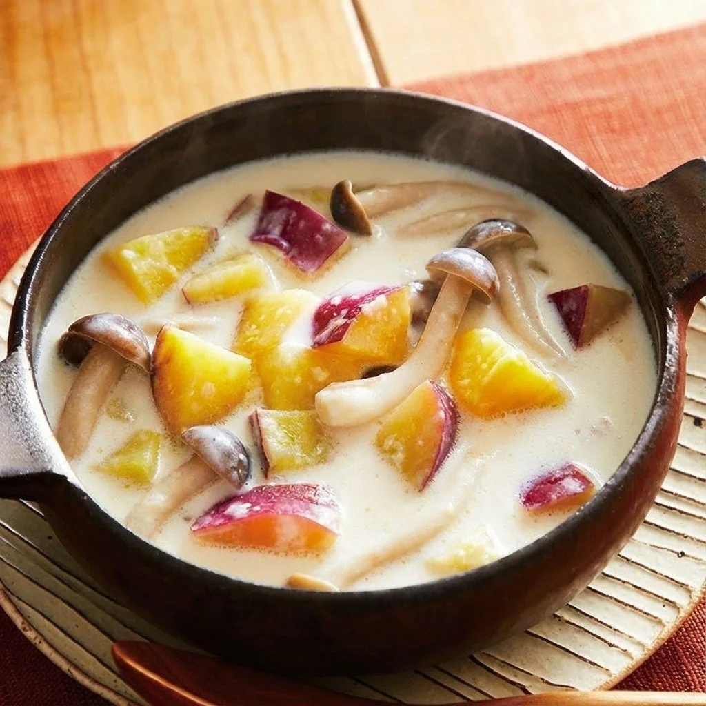 さつまいもとキノコのクリーム煮