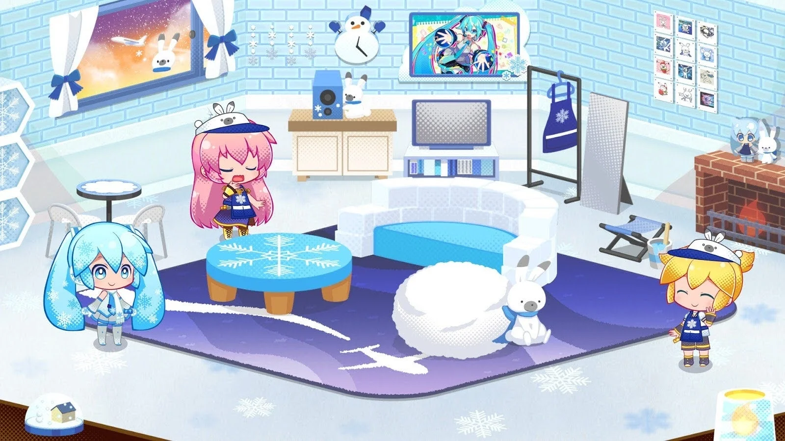 雪と氷をテーマにした部屋のイラスト
