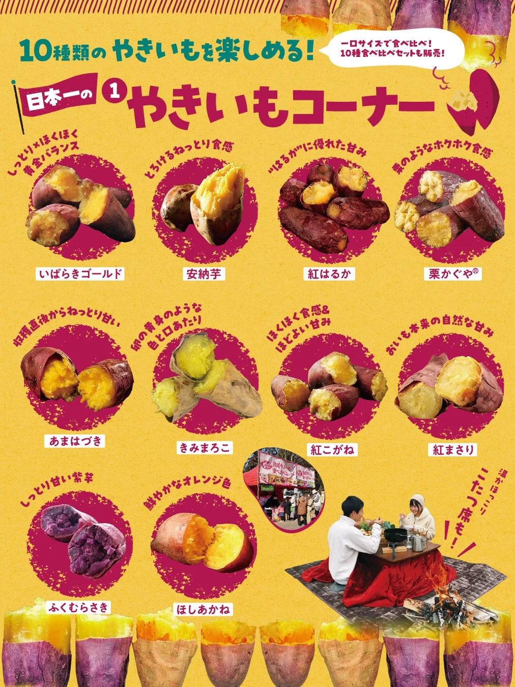 10種類のやきいもを紹介する広告画像