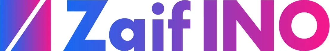白背景に「ZaifINO」という文字が、青、紫、ピンクのグラデーションカラーで大きく表示されたロゴ画像です。モダンで鮮やかな印象を与えます。