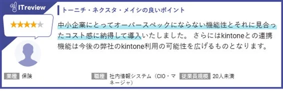 ITreviewの顧客レビュー（中小企業）