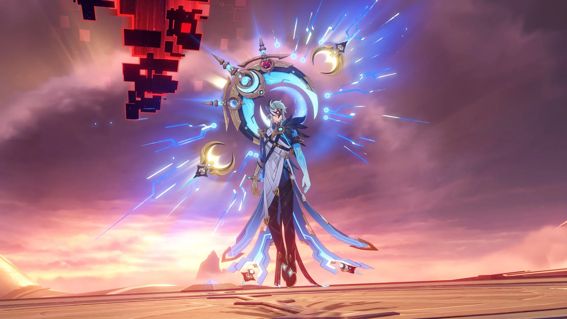 未来的な衣装をまとった男性キャラクター