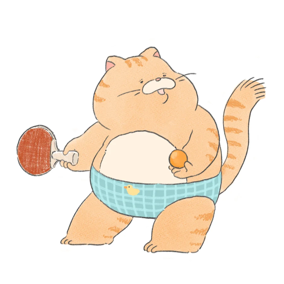 猫の卓球ステッカー
