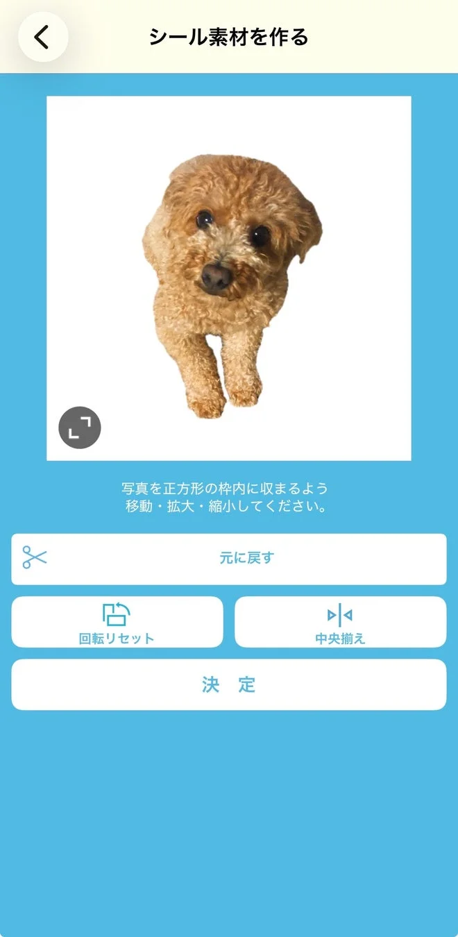 犬の背景除去編集画面