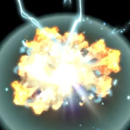 爆発のような光のエフェクトが特徴の和了演出