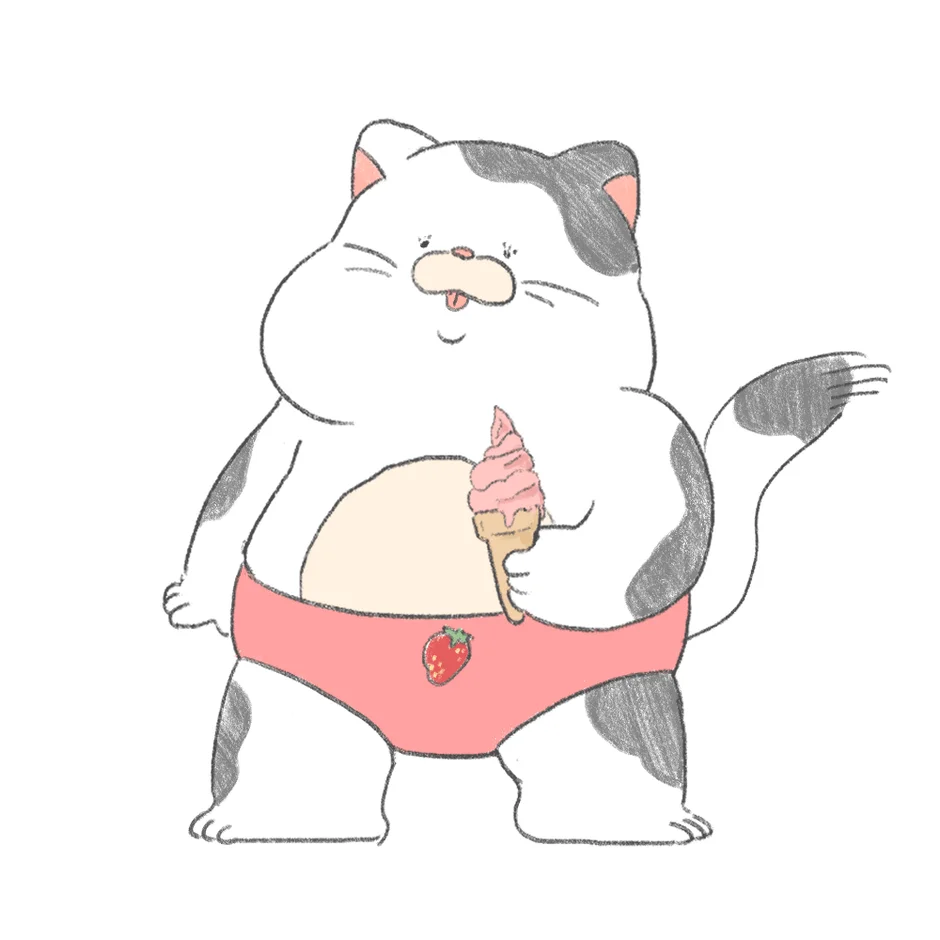 猫のアイスクリームステッカー