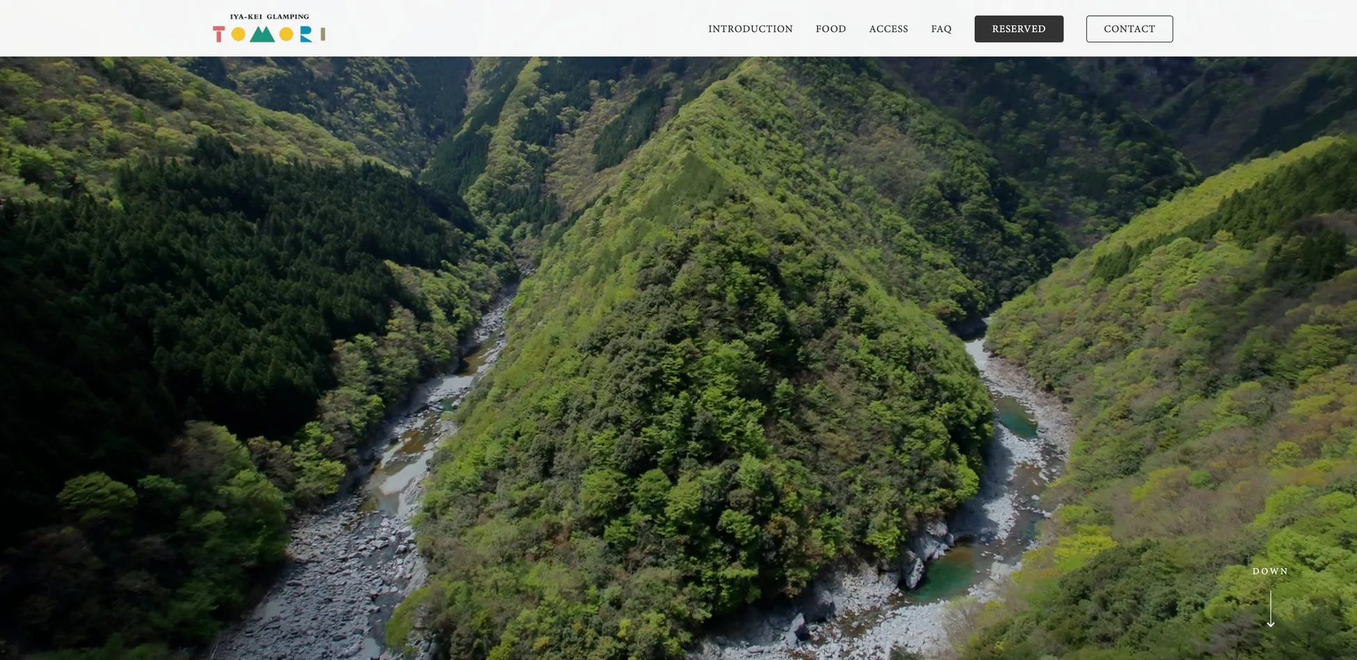 緑豊かな山々と川が流れる祖谷渓の空撮