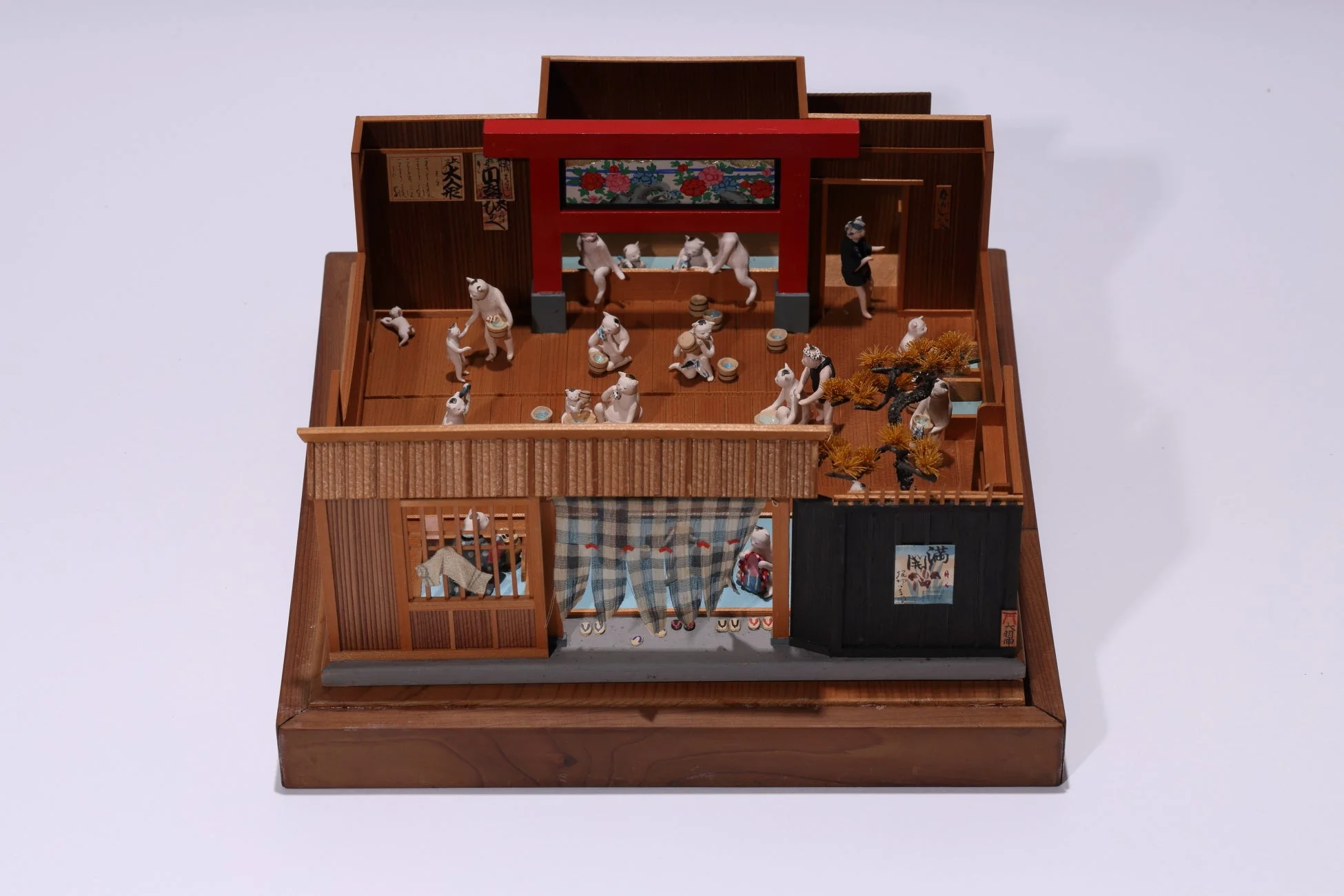 猫が風呂に入るジオラマ