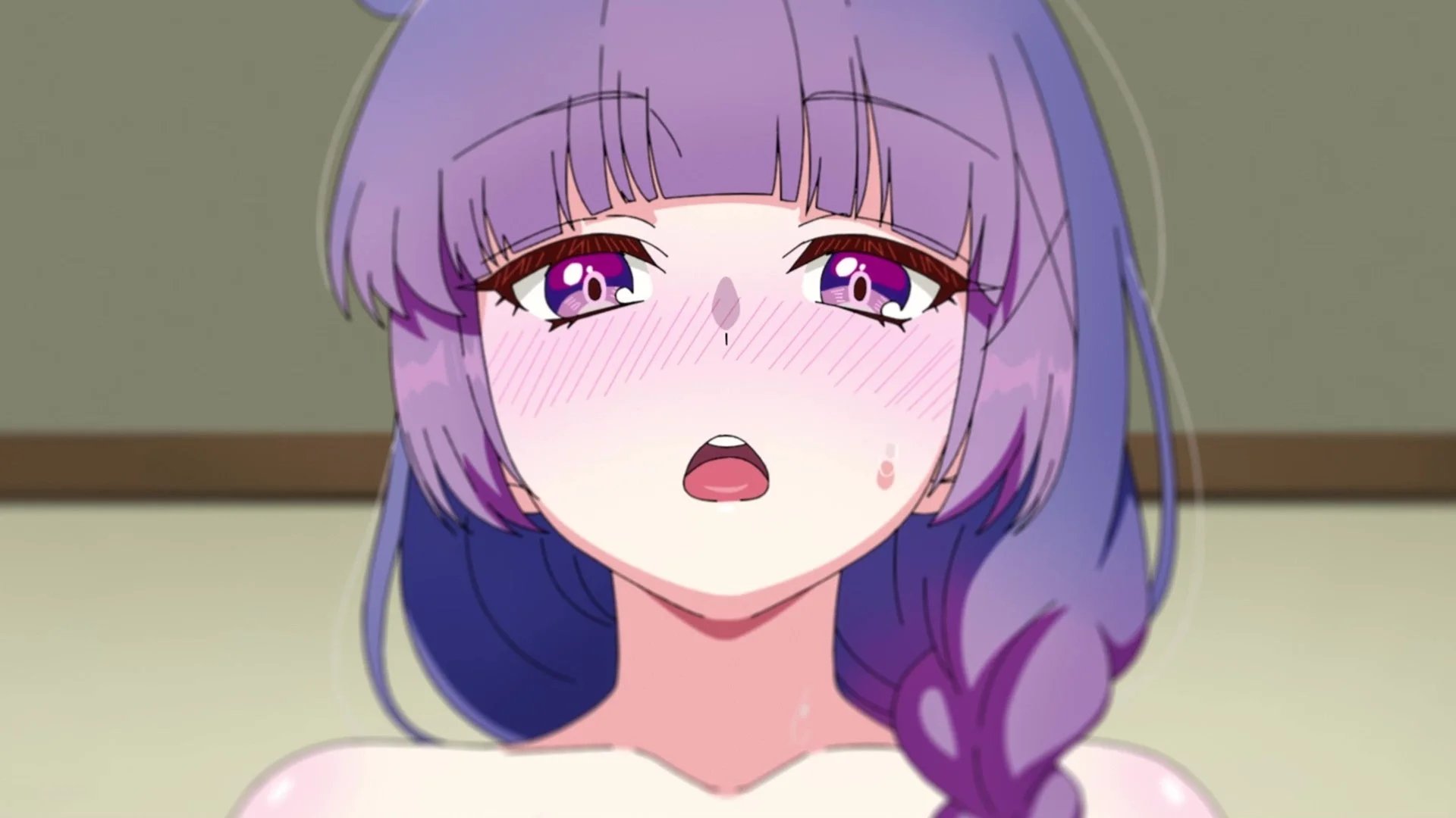 汗をかきながら頬を赤らめる撫子