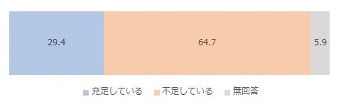介護サービス事業所の人員充足度に関するアンケート結果グラフ