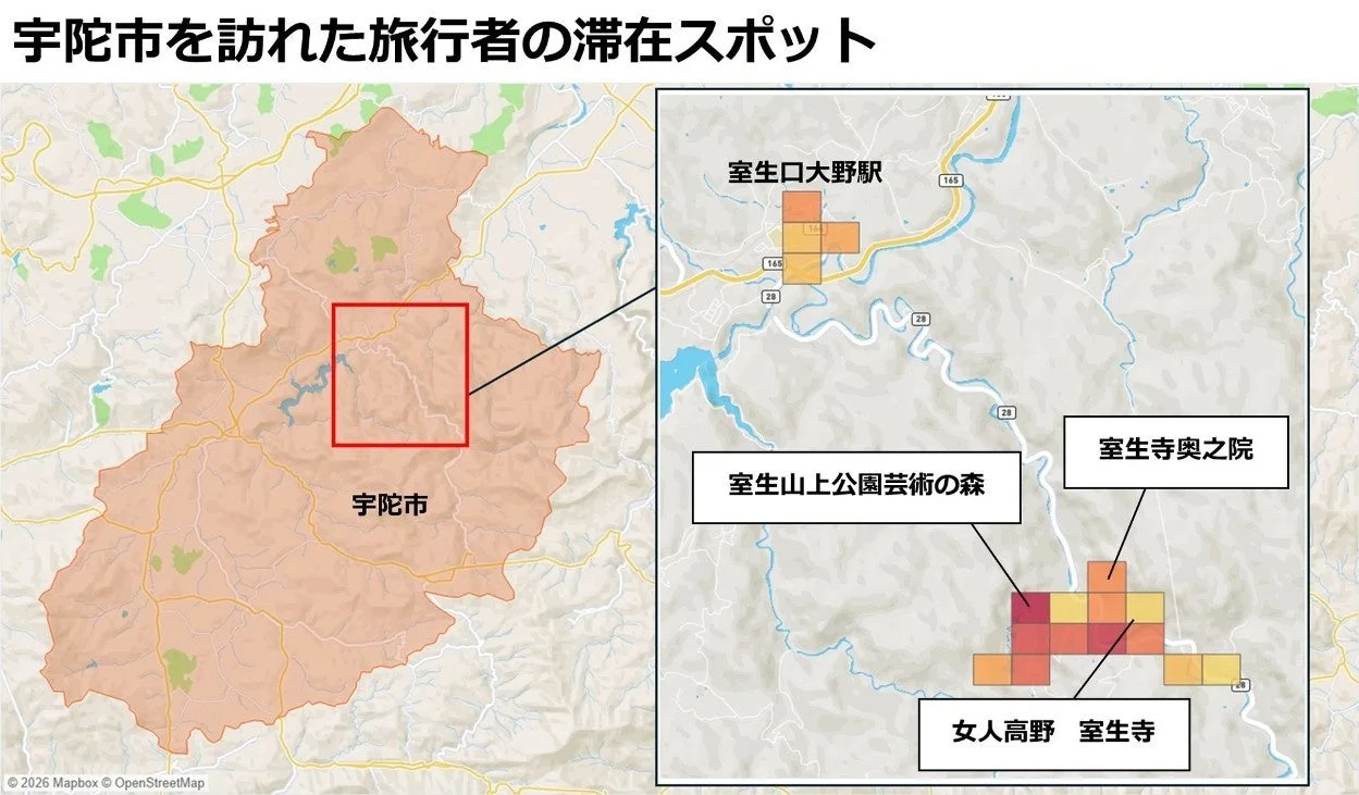 宇陀市を訪れた旅行者の滞在スポット