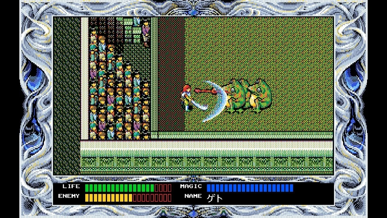 戦闘シーン、主人公とモンスター