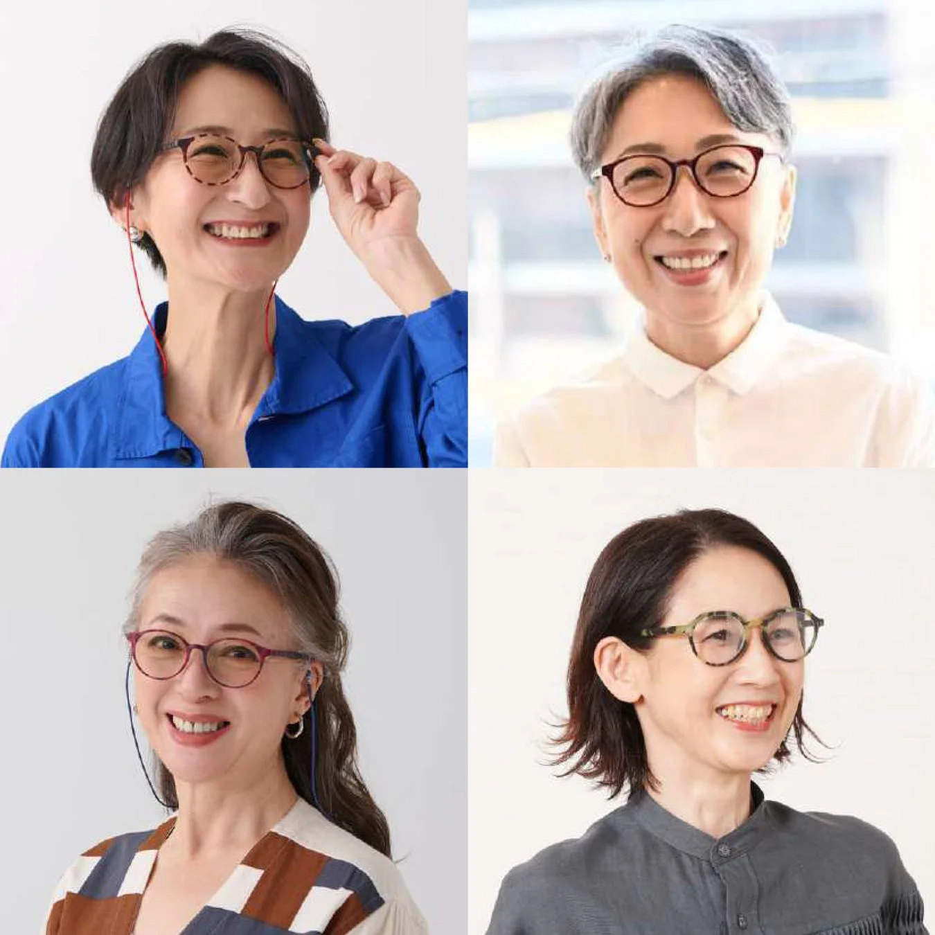 笑顔で眼鏡をかけた女性たち