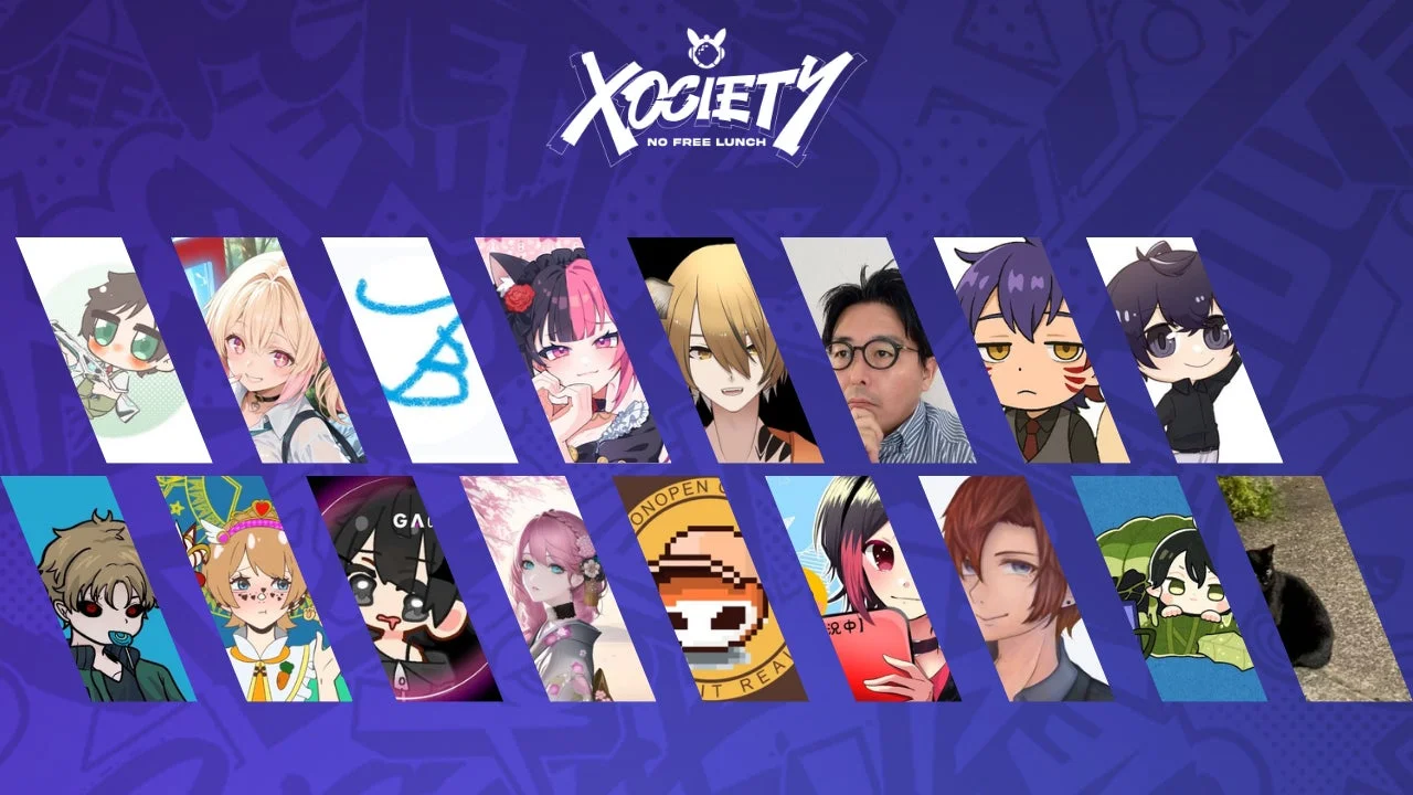 XOCIETY NO FREE LUNCHのロゴと多様なクリエイター