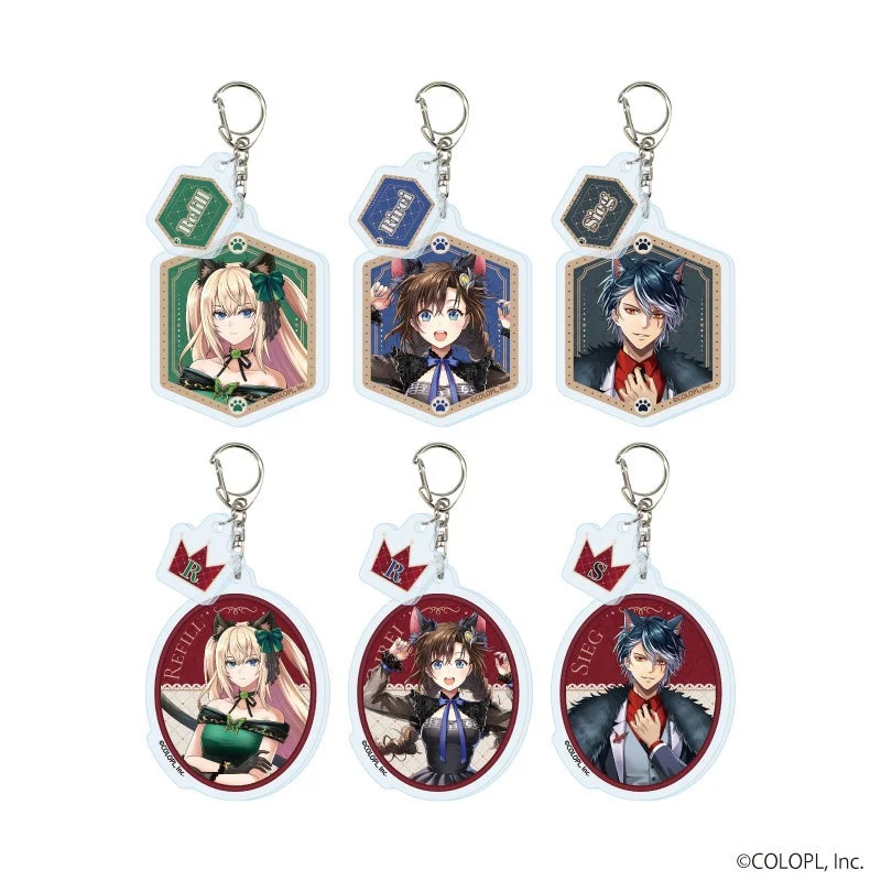 猫耳キャラクターのパーツ付きアクリルキーホルダー