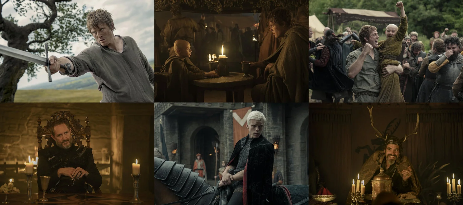 ファンタジー世界を描いた複数のシーンのコラージュ