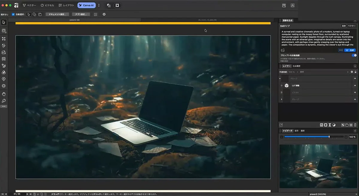 AI画像生成ソフトウェアのインターフェース