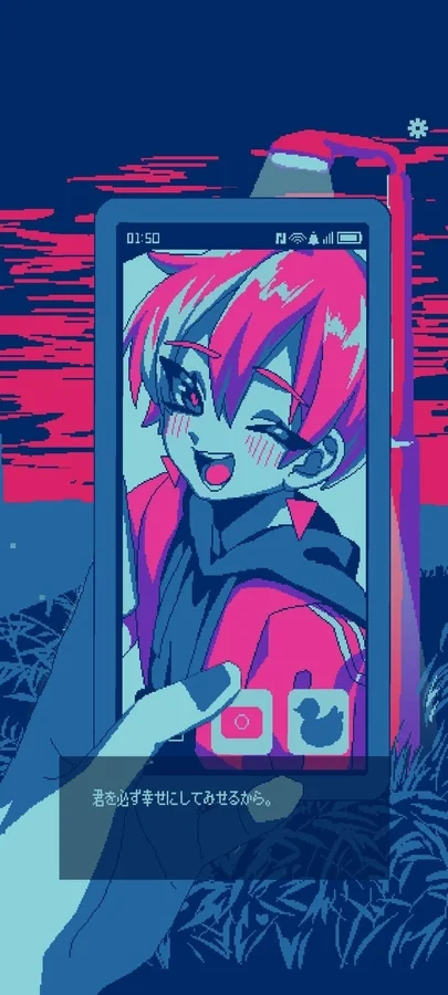 スマートフォン画面のキャラクター