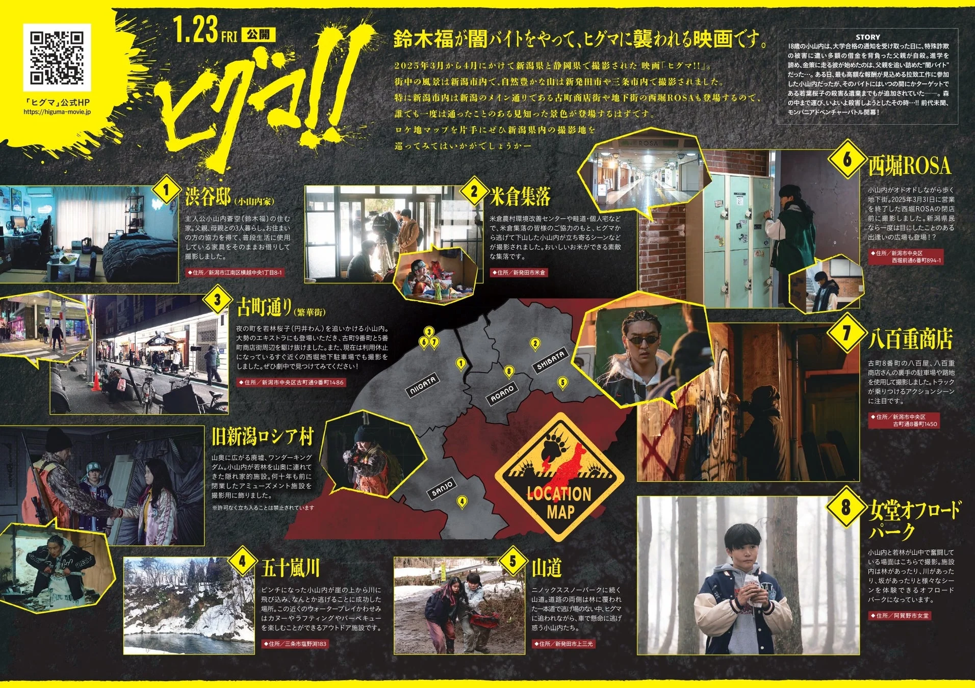 映画『ヒグマ!!』ロケ地マップの一部