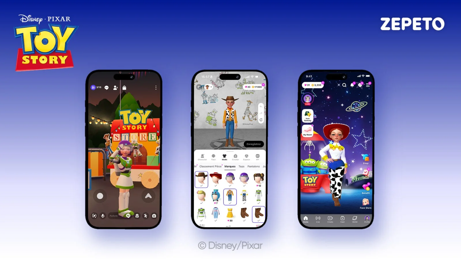 ZEPETOアプリ内のトイ・ストーリーコラボアイテム