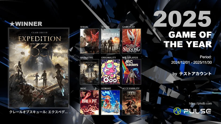 2025年のゲームオブザイヤー発表グラフィック