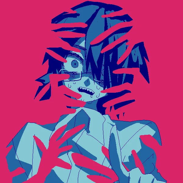 恐怖を感じる人物のイラスト