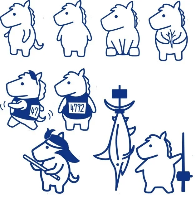 様々なポーズのよなたんキャラクター