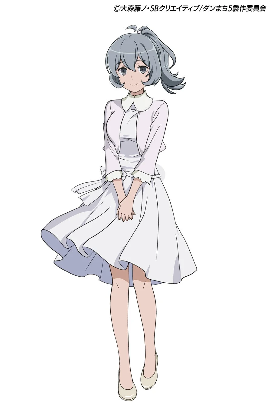 白いドレスとボレロを着用し、ポニーテールにした少女