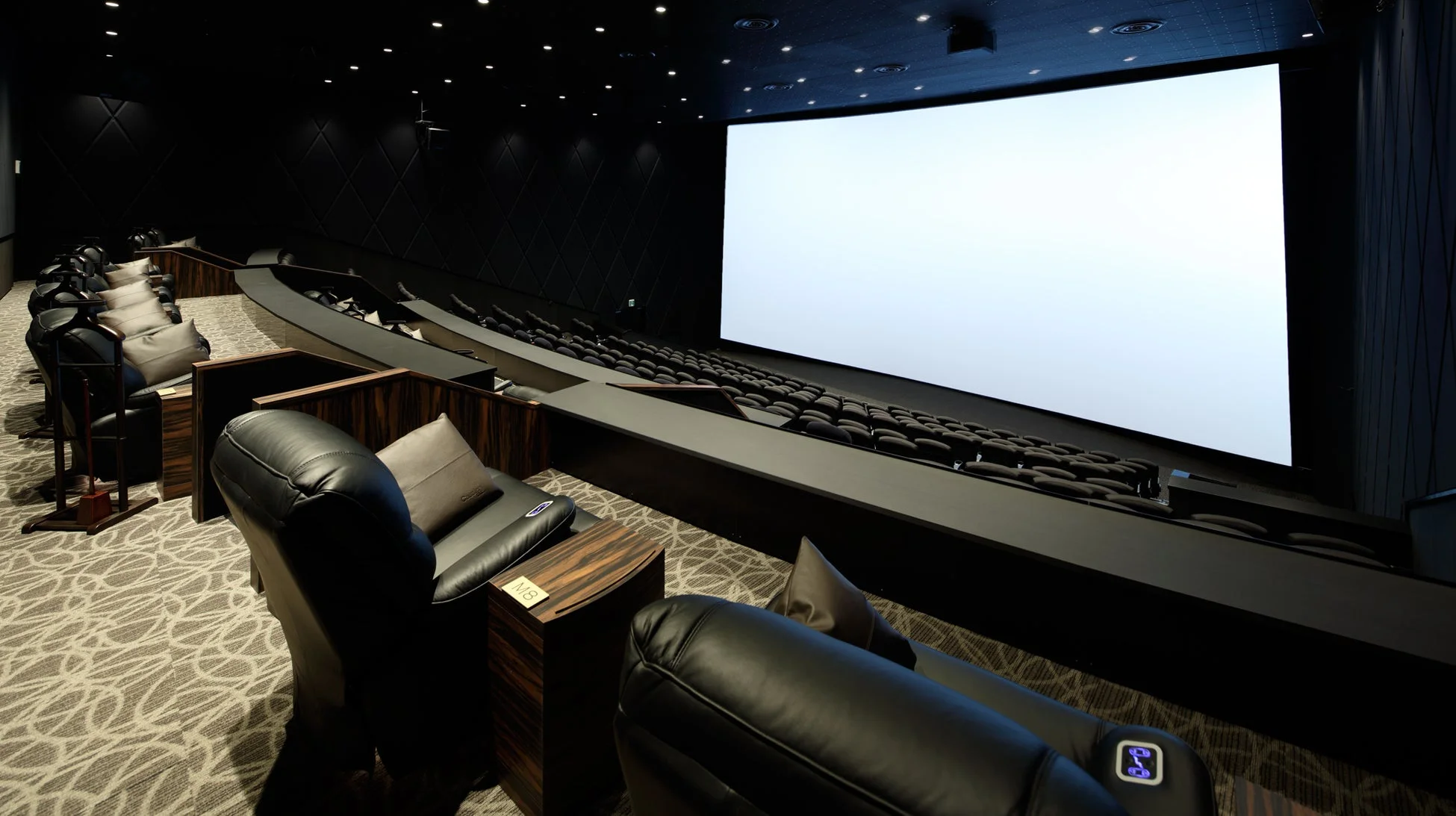 高級感あふれるモダンな映画館の内部