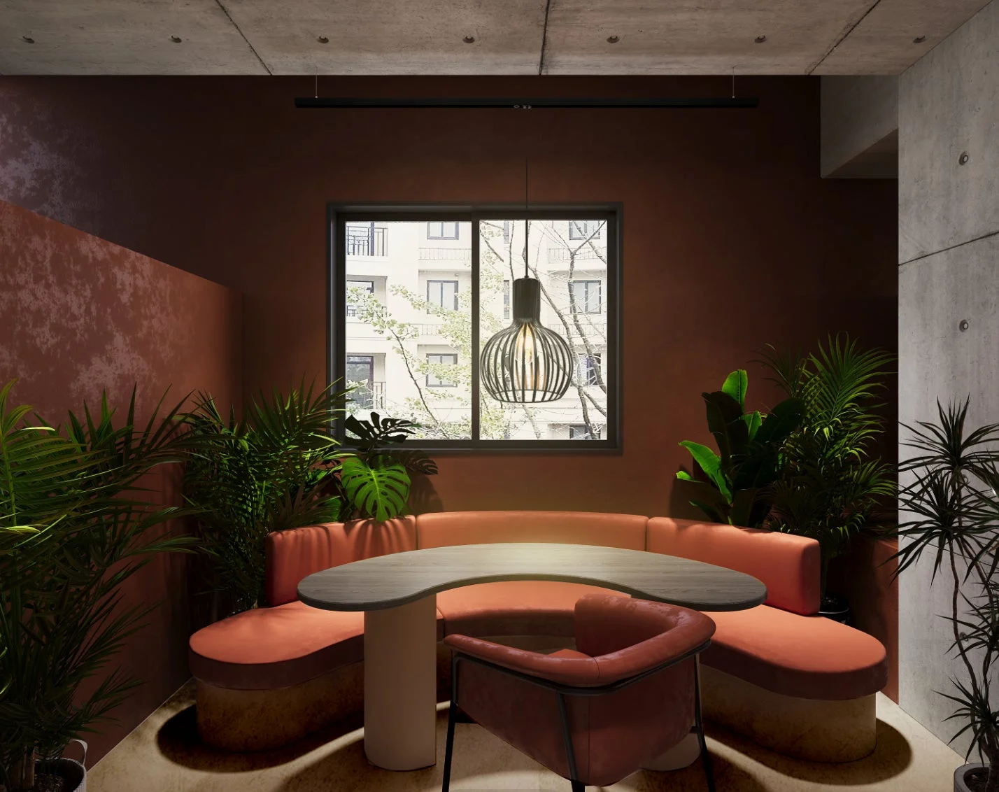 SNS撮影にも対応するモダンなラウンジ