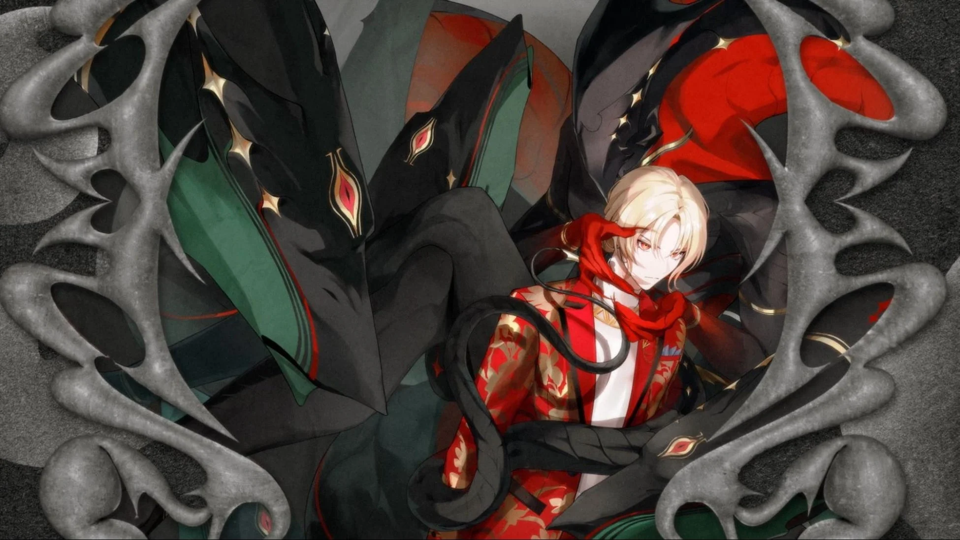 金髪の男性と蛇