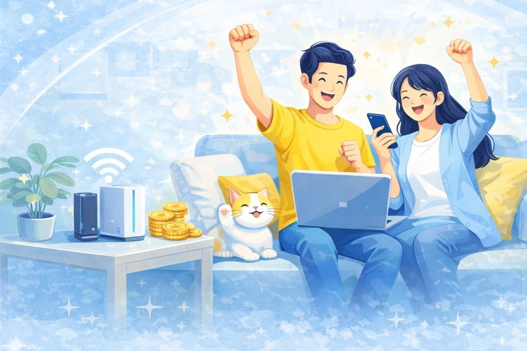 快適なインターネット環境と経済的豊かさのイメージ