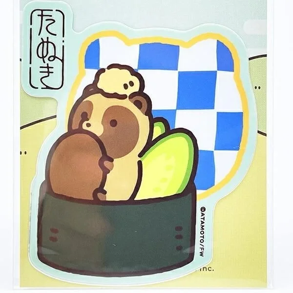 タヌキの軍艦巻きステッカー