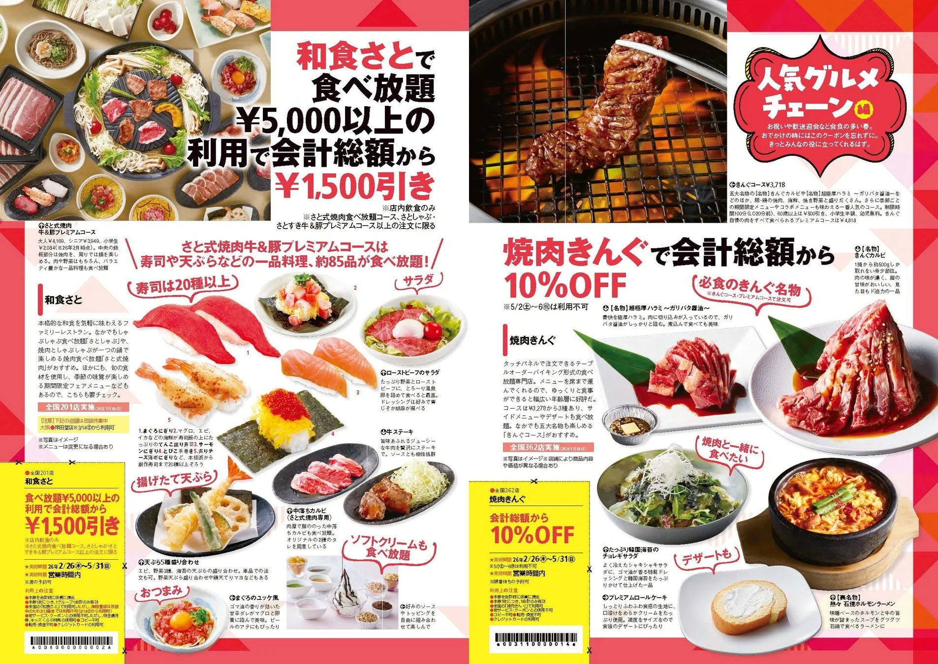 グルメとスーパー銭湯のクーポン情報