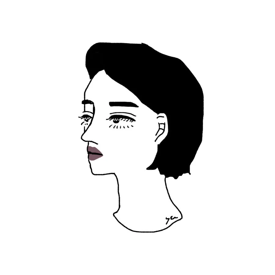 横顔の女性の線画イラスト