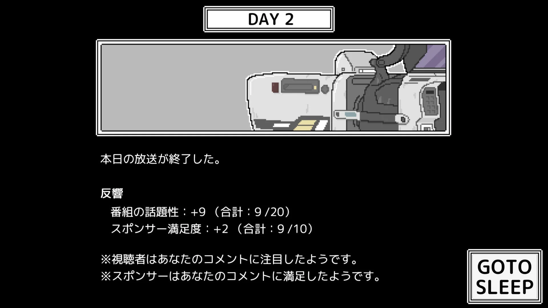 ゲーム画面：放送終了結果