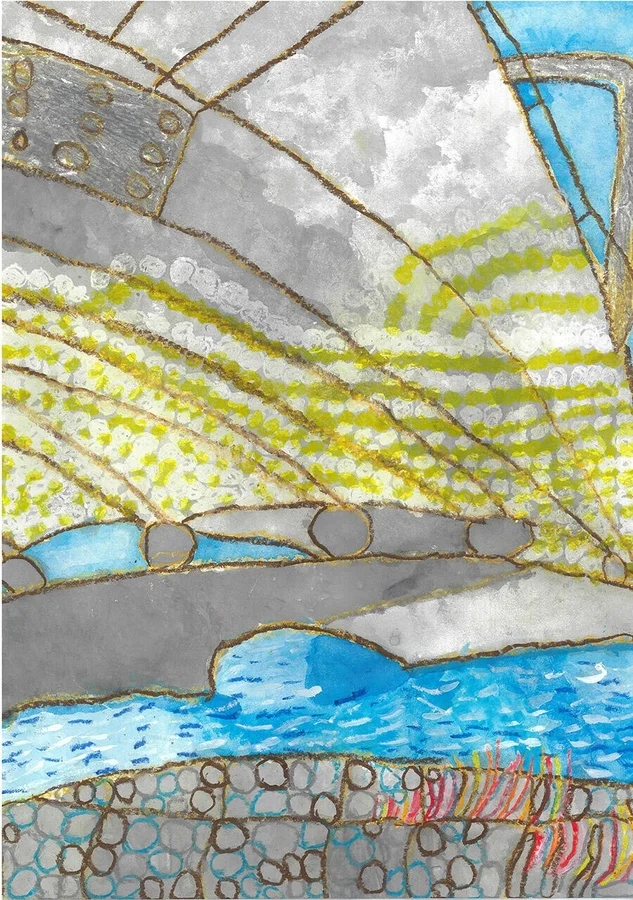 川のもようがはしにうつっていたよ