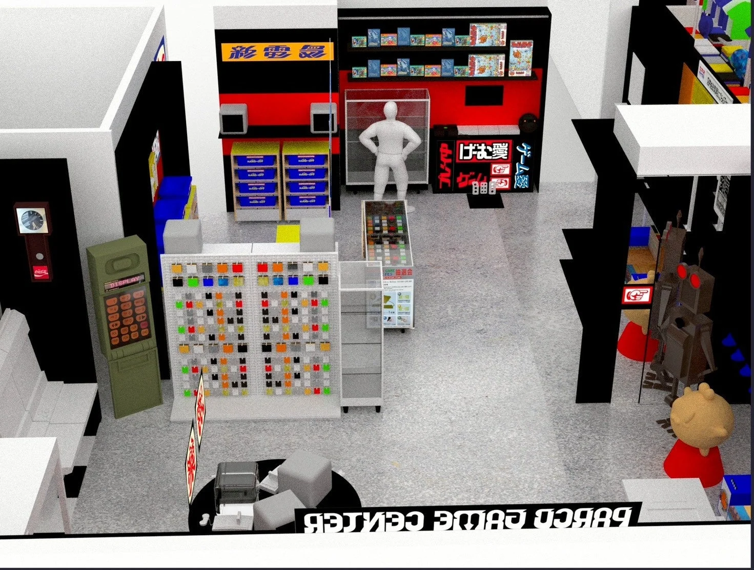 日本のゲームセンター内部の俯瞰図
