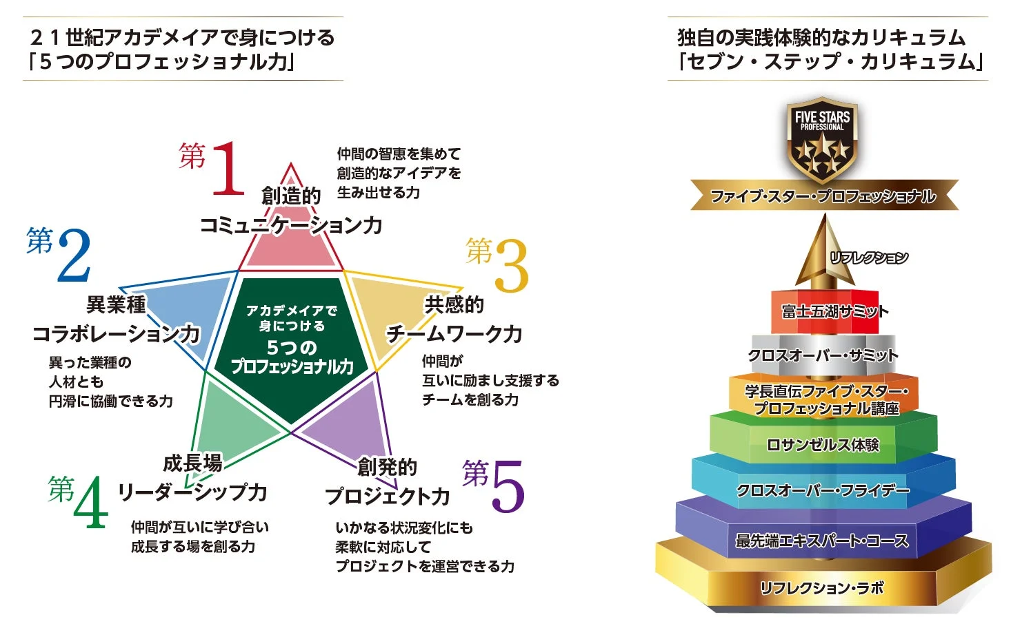 21世紀アカデメイアの5つのプロフェッショナル力を示す図