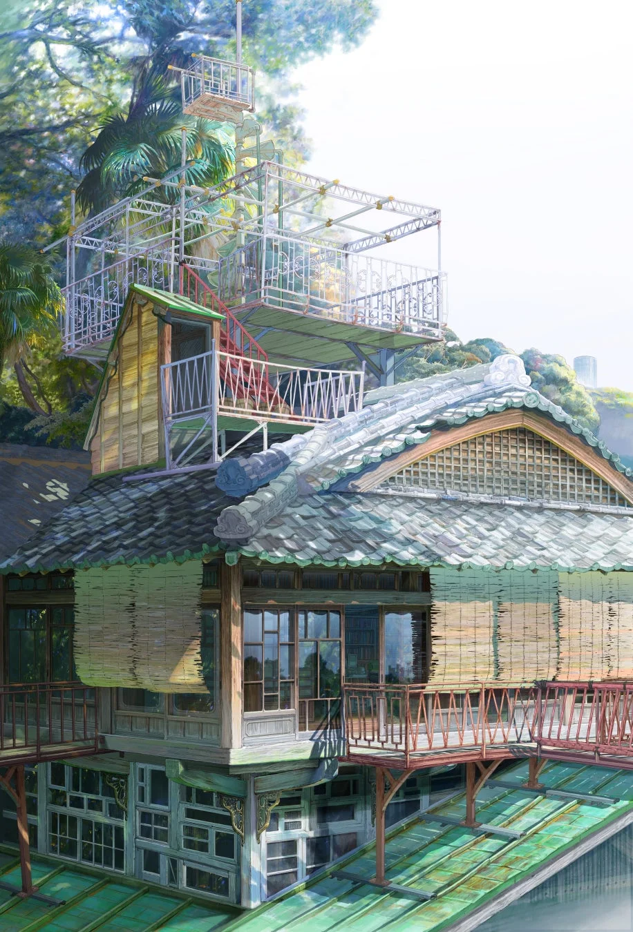 幻想的な日本家屋のイラスト